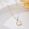 Wholesale Women's Alloy Electroplated Flower Pattern Pendant Necklace With Motherofpearl Inlay