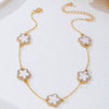 Wholesale Women's Alloy Electroplated Flowershaped Anklet With Diamond Encrusted Fourleaf And Fiveleaf Clover Pendants In Sweet And Cool Style