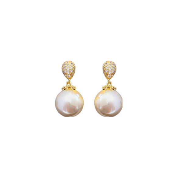 Wholesale Women's Alloy Electroplated Geometric Drop Pearl Earrings