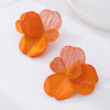 Wholesale Women's Alloy Electroplated Geometric Hollow Flower And Ginkgo Leaf Stud Earrings Accessories