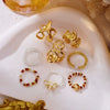 Wholesale Women's Alloy Electroplated Geometric Ring Set With Flower Starfish Conch And Line Patterns