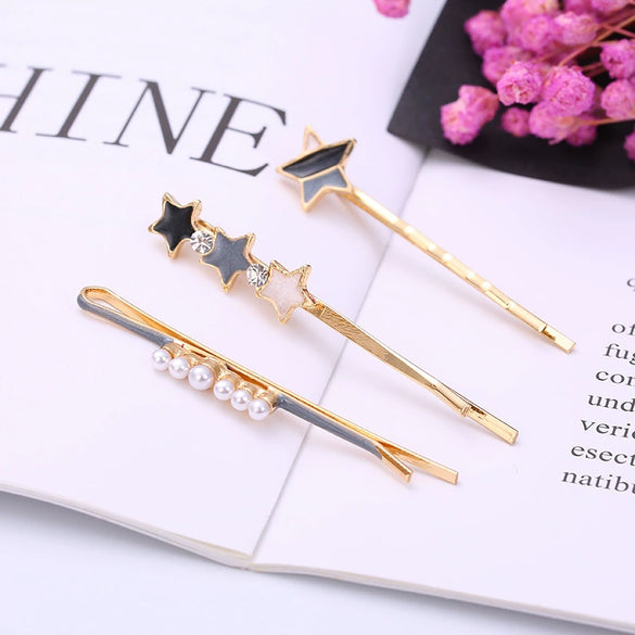 Wholesale Women's Alloy Electroplated Geometric Round Word Clip Set Hair Accessories