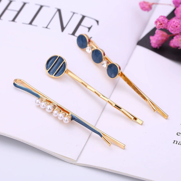 Wholesale Women's Alloy Electroplated Geometric Round Word Clip Set Hair Accessories