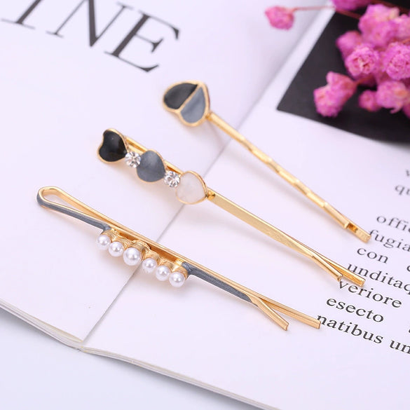 Wholesale Women's Alloy Electroplated Geometric Round Word Clip Set Hair Accessories