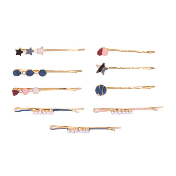 Wholesale Women's Alloy Electroplated Geometric Round Word Clip Set Hair Accessories