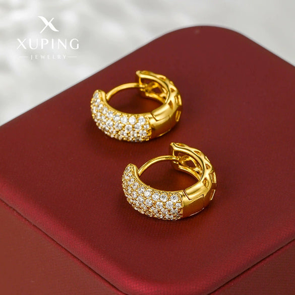 Wholesale Women's Alloy Electroplated Geometric Style Microinlaid Zircon Earrings