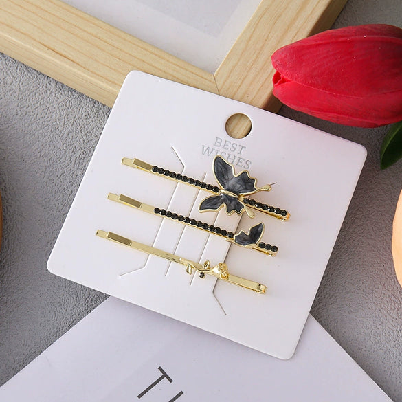 Wholesale Women's Alloy Electroplated Highend Hair Accessories Rose Pink Butterfly Hairpin Clip For Autumn And Winter