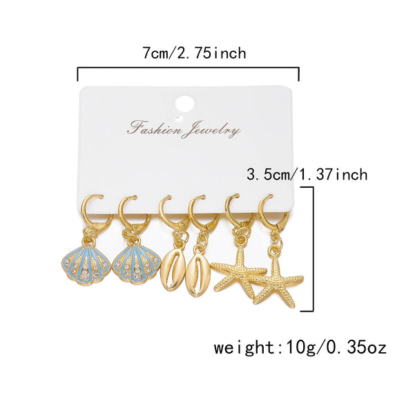 Wholesale Women's Alloy Electroplated Starfish Stud Earrings With Animal Pattern