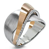 Wholesale Women's Alloy Electroplating Geometric Microinlaid Zircon Twocolor Diamond Ring Jewelry