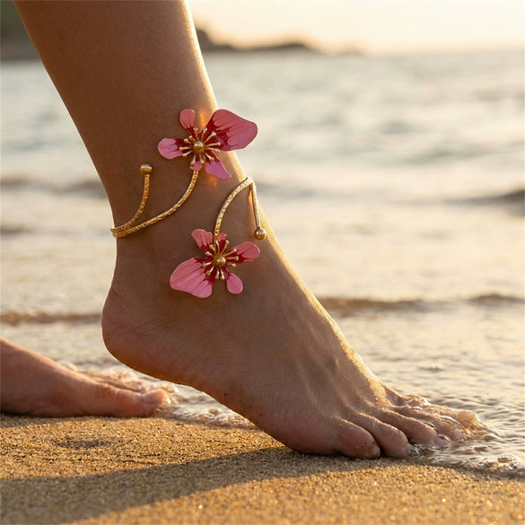 Wholesale Women's Alloy Floral Open Anklet Foot Jewelry