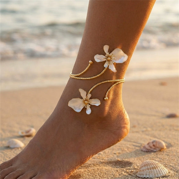 Wholesale Women's Alloy Floral Open Anklet Foot Jewelry