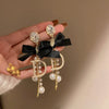 Wholesale Women's Alloy Flower Earrings With Diamond And Pearl Design Retro Fashion Temperament