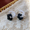 Wholesale Women's Alloy Flower Earrings With Diamond And Pearl Design Retro Fashion Temperament