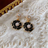Wholesale Women's Alloy Flower Earrings With Diamond And Pearl Design Retro Fashion Temperament