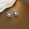 Wholesale Women's Alloy Flower Earrings With Diamond And Pearl Design Retro Fashion Temperament