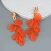 Wholesale Women's Alloy Flower Earrings With Electroplating And Multi Layer Resin Petal Design