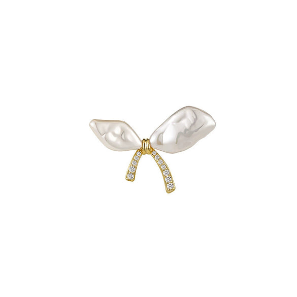 Wholesale Women's Alloy Flower Pattern Irregular Bow Electroplated Brooch