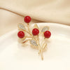 Wholesale Women's Alloy Flower Patterned Electroplated Luxury Red Brooch