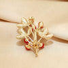 Wholesale Women's Alloy Flower Patterned Electroplated Luxury Red Brooch