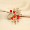 Wholesale Women's Alloy Flower Patterned Electroplated Luxury Red Brooch