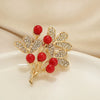 Wholesale Women's Alloy Flower Patterned Electroplated Luxury Red Brooch