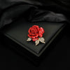 Wholesale Women's Alloy Flower Red Rose Brooch With Electroplating Design