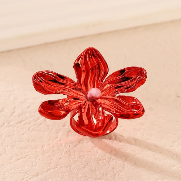 Wholesale Women's Alloy Flower Ring Retro Fashion Electroplated
