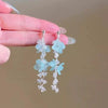 Wholesale Women's Alloy Flower Tassel Earrings With Crystal Beads And Electroplating
