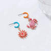 Wholesale Women's Alloy Geometric Animal Zodiac Dripping Oil Crab Sunflower Pendant Earrings