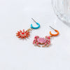 Wholesale Women's Alloy Geometric Animal Zodiac Dripping Oil Crab Sunflower Pendant Earrings