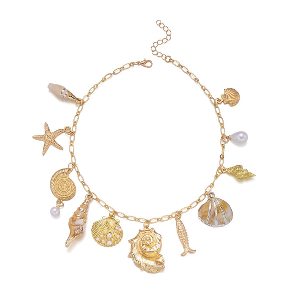 Wholesale Women's Alloy Geometric Animal Zodiac Electroplated Multipendant Necklace Choker
