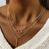 Wholesale Women's Alloy Geometric Ball Chain Multilayered Clavicle Necklace With Solid Bar Pendant Electroplated