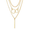 Wholesale Women's Alloy Geometric Ball Chain Multilayered Clavicle Necklace With Solid Bar Pendant Electroplated
