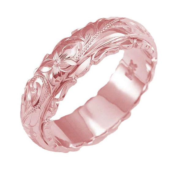 Wholesale Women's Alloy Geometric Carved Rose Flower Ring With Electroplating