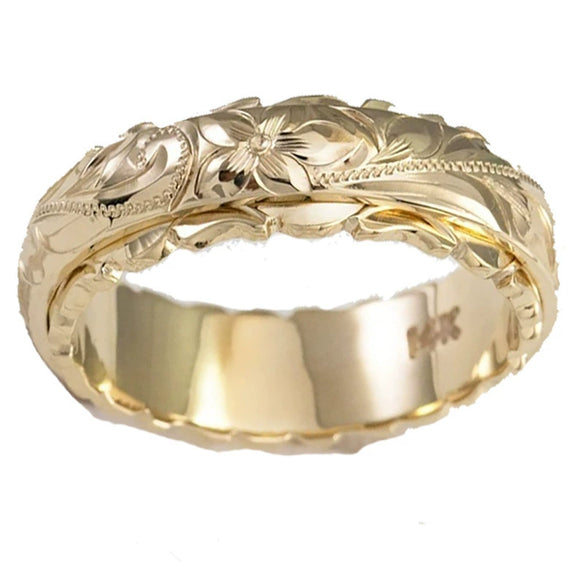 Wholesale Women's Alloy Geometric Carved Rose Flower Ring With Electroplating