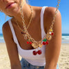 Wholesale Women's Alloy Geometric Cherry Heart Multipendant Necklace With Electroplating Y2k Style