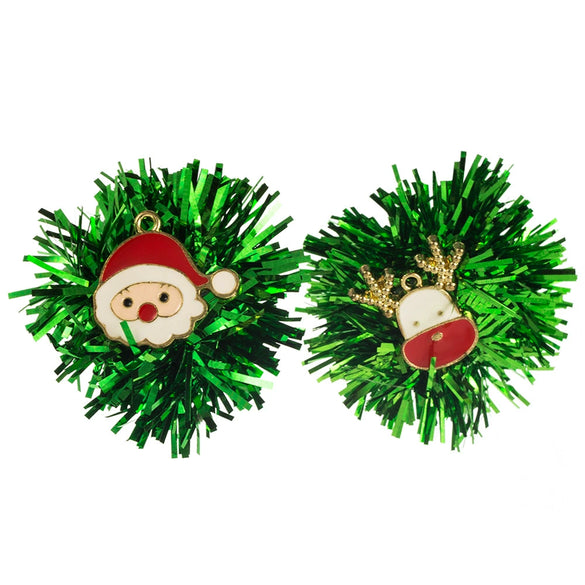 Wholesale Women's Alloy Geometric Christmas Exaggerated Bright Oil Dropping Ear Studs With Santa Claus And Christmas Tree Asymmetric Design