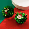 Wholesale Women's Alloy Geometric Christmas Exaggerated Bright Oil Dropping Ear Studs With Santa Claus And Christmas Tree Asymmetric Design