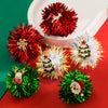 Wholesale Women's Alloy Geometric Christmas Exaggerated Bright Oil Dropping Ear Studs With Santa Claus And Christmas Tree Asymmetric Design