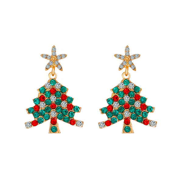 Wholesale Women's Alloy Geometric Christmas Tree Electroplated Earrings
