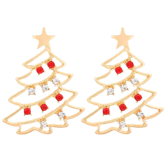 Wholesale Women's Alloy Geometric Christmas Tree Electroplated Earrings