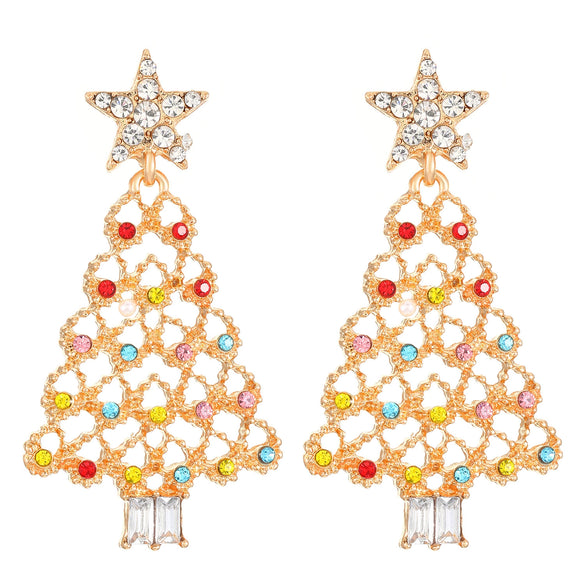 Wholesale Women's Alloy Geometric Christmas Tree Electroplated Earrings
