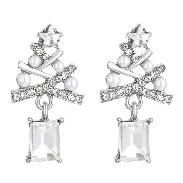 Wholesale Women's Alloy Geometric Christmas Tree Electroplated Earrings