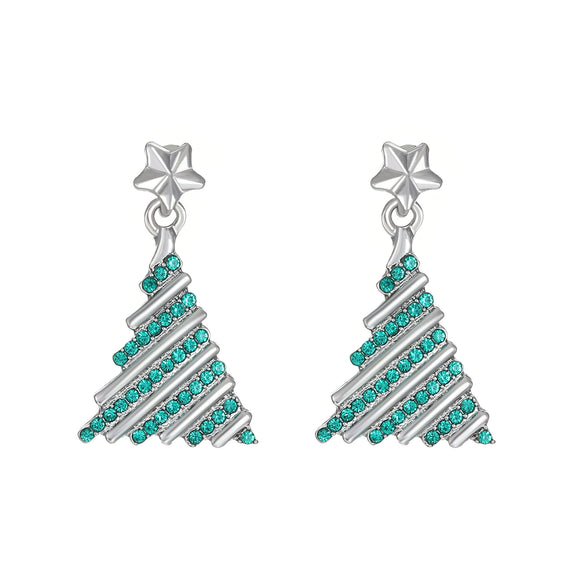 Wholesale Women's Alloy Geometric Christmas Tree Electroplated Earrings