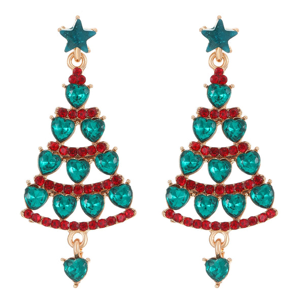 Wholesale Women's Alloy Geometric Christmas Tree Electroplated Earrings