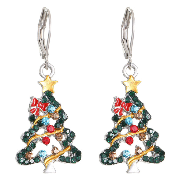 Wholesale Women's Alloy Geometric Christmas Tree Electroplated Earrings