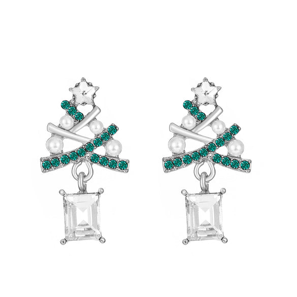Wholesale Women's Alloy Geometric Christmas Tree Electroplated Earrings