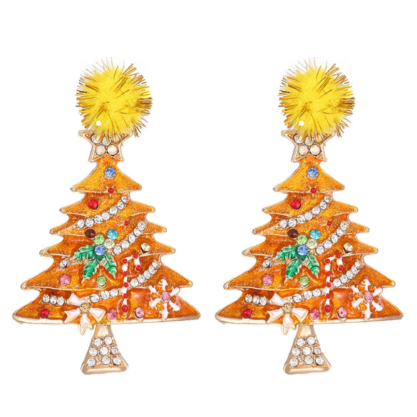 Wholesale Women's Alloy Geometric Christmas Tree Electroplated Earrings