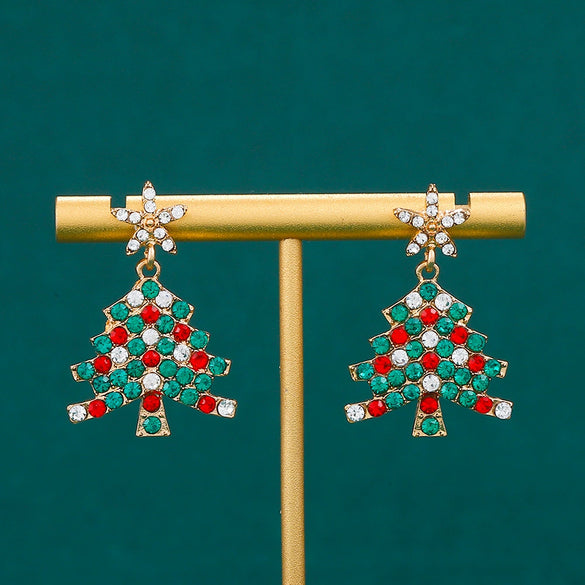 Wholesale Women's Alloy Geometric Christmas Tree Electroplated Earrings