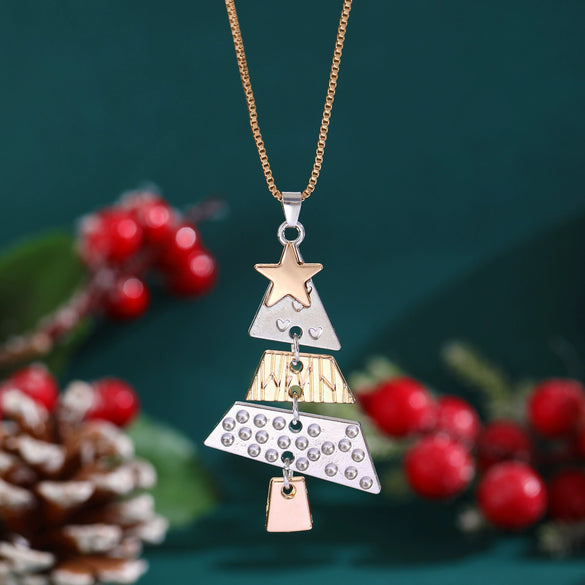Wholesale Women's Alloy Geometric Christmas Tree Long Earrings With Electroplating Festival And Personality Style